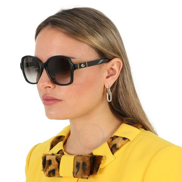 Gucci GG0765SA 002 BRAND NEW Sunglasses Black Grey Women Butterfly main image 4